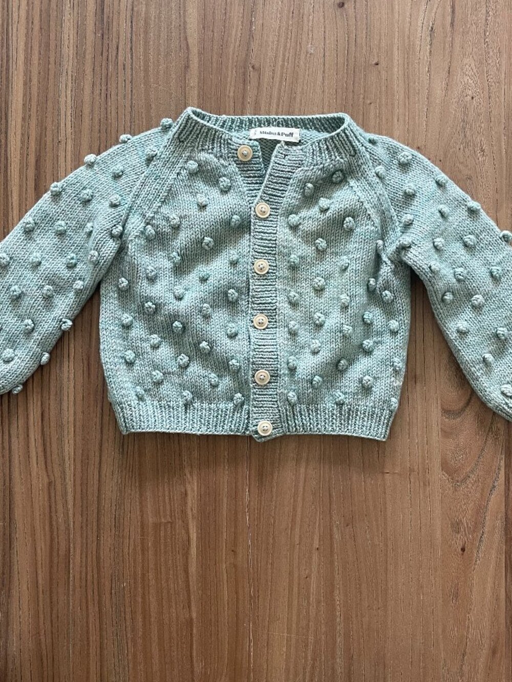Misha & Puff Popcorn Cardigan in Sage | Size 2-3 yr